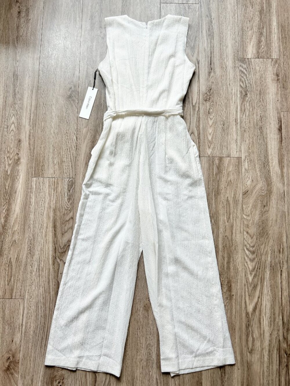 Calvin Klein Crepe Belted Wide Leg Jumpsuit in White Size 2 NWT - Picture 7 of 10